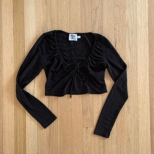 Princess Polly cropped tie front long sleeve